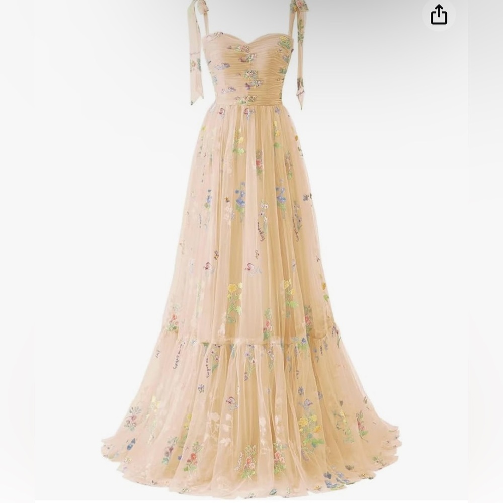 Tulle with Flower Embroidery Dress